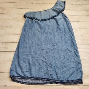 Cloth & stone one shoulder chambray mini dress medium